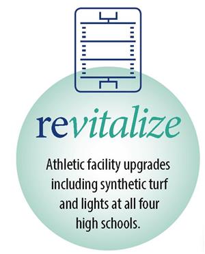 revitalize logo circle with a sports field on top 